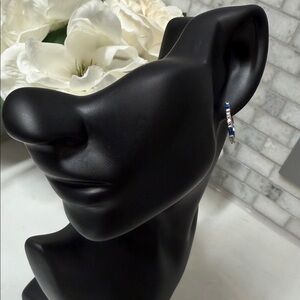 Elegant Blue and Silver Hoop Earrings
